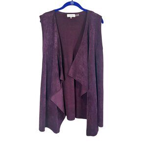 Calvin Klein Suede Knit Sweater Vest Purple L Festive Neutral Preppy Chic Soft